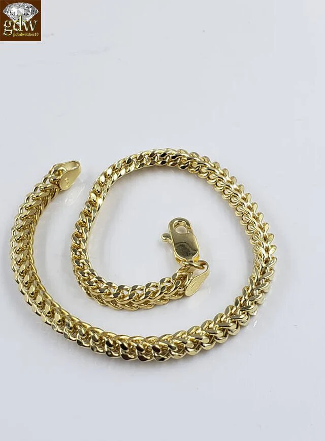 10k Yellow Gold Franco Bracelet 4mm 8" Inch Men Women Rope Cuban Link Real gold - Image 2