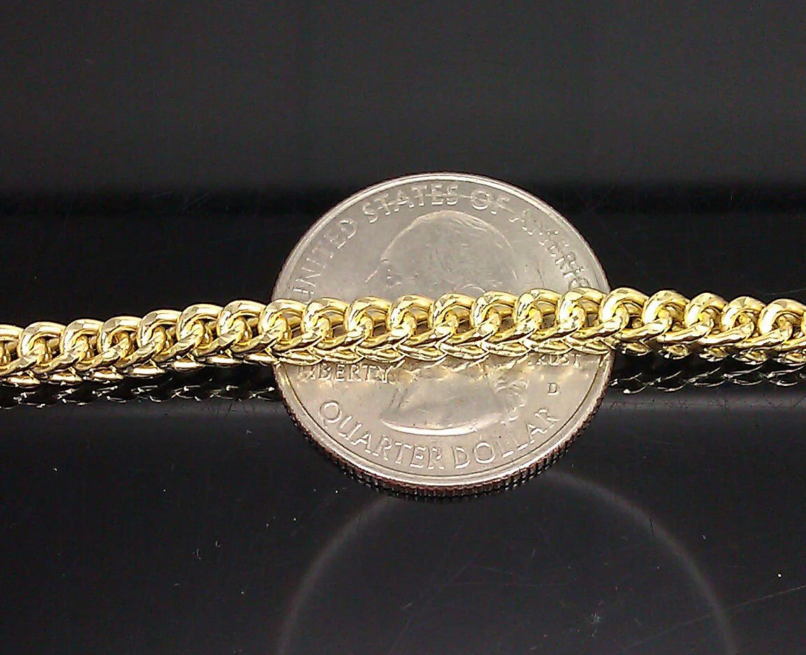 10k Yellow Gold Franco Bracelet 4mm 8" Inch Men Women Rope Cuban Link Real gold - Image 5