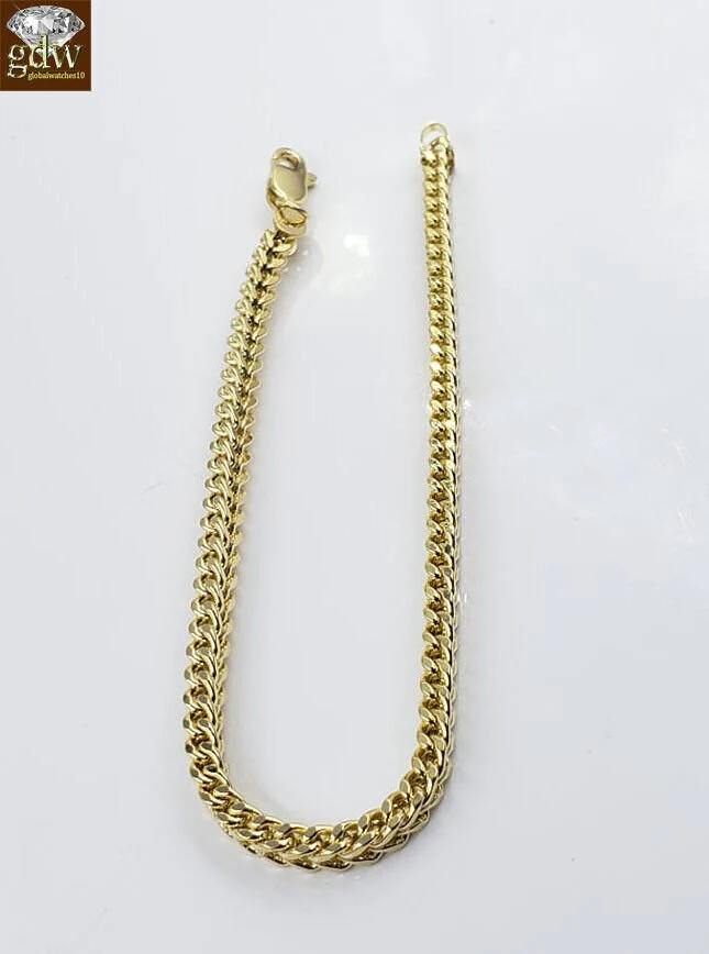 10k Yellow Gold Franco Bracelet 4mm 8" Inch Men Women Rope Cuban Link Real gold - Image 6