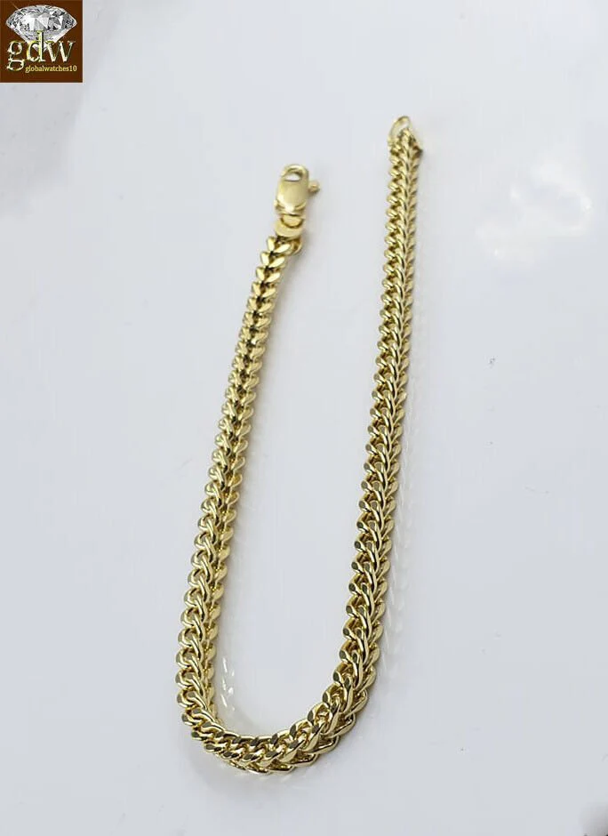 10k Yellow Gold Franco Bracelet 4mm 8" Inch Men Women Rope Cuban Link Real gold - Image 8