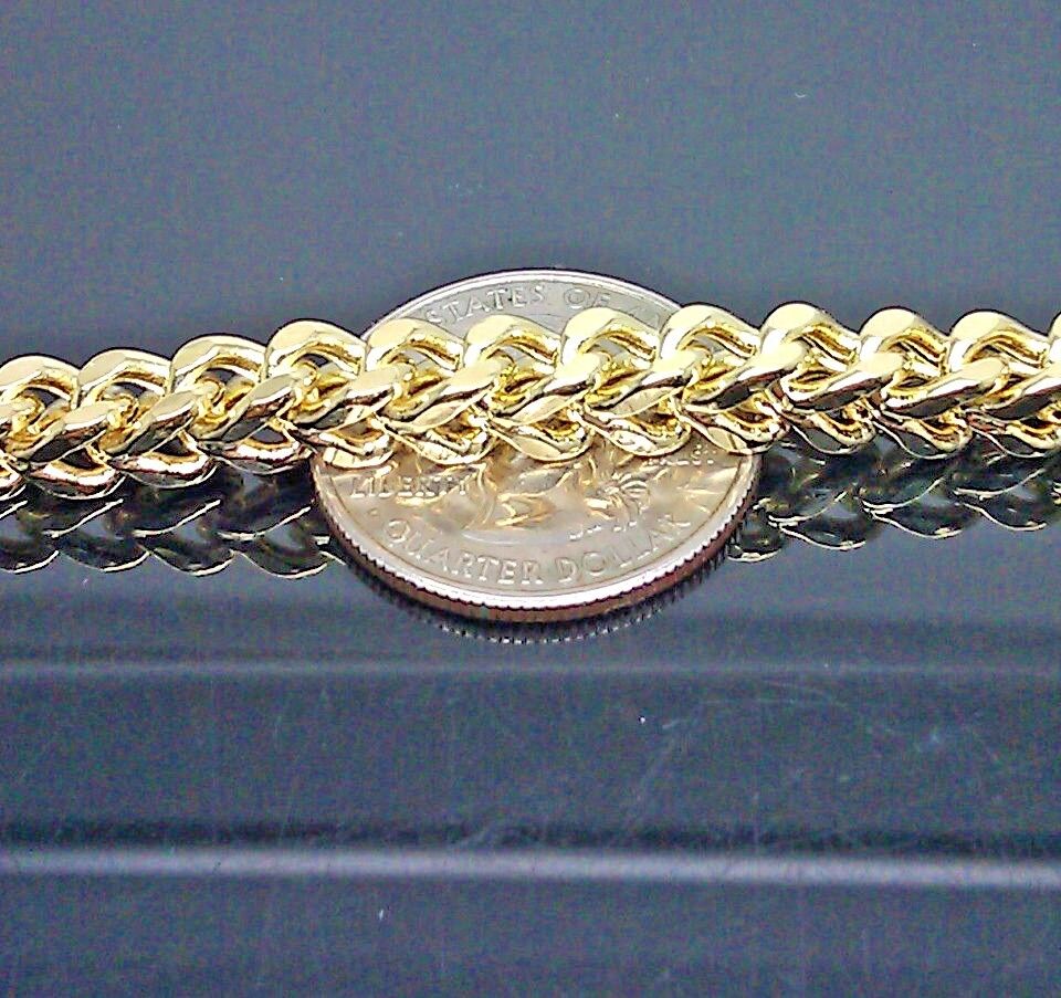 10k Yellow Gold Franco Bracelet 7mm 9" Inch lobster lock - Image 3