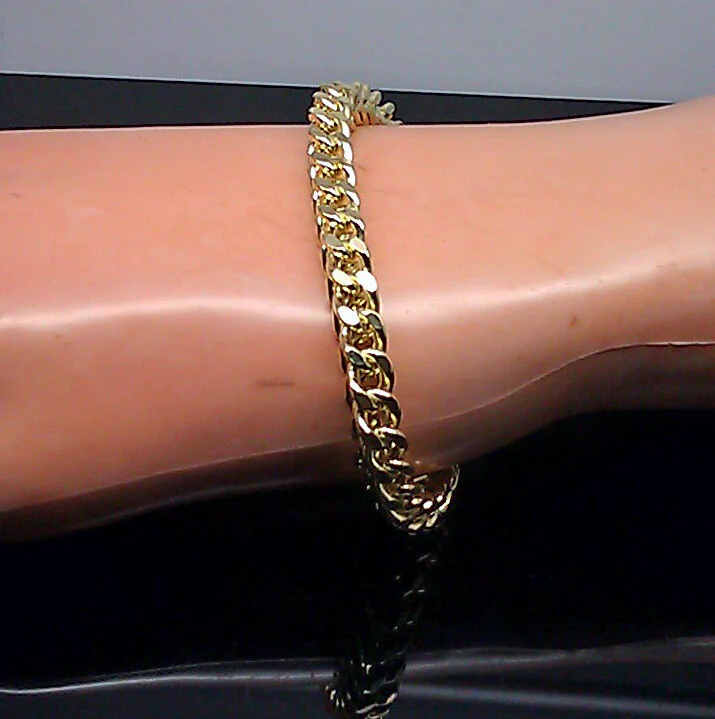 10k Yellow Gold Franco Bracelet 7mm 9" Inch lobster lock - Image 4