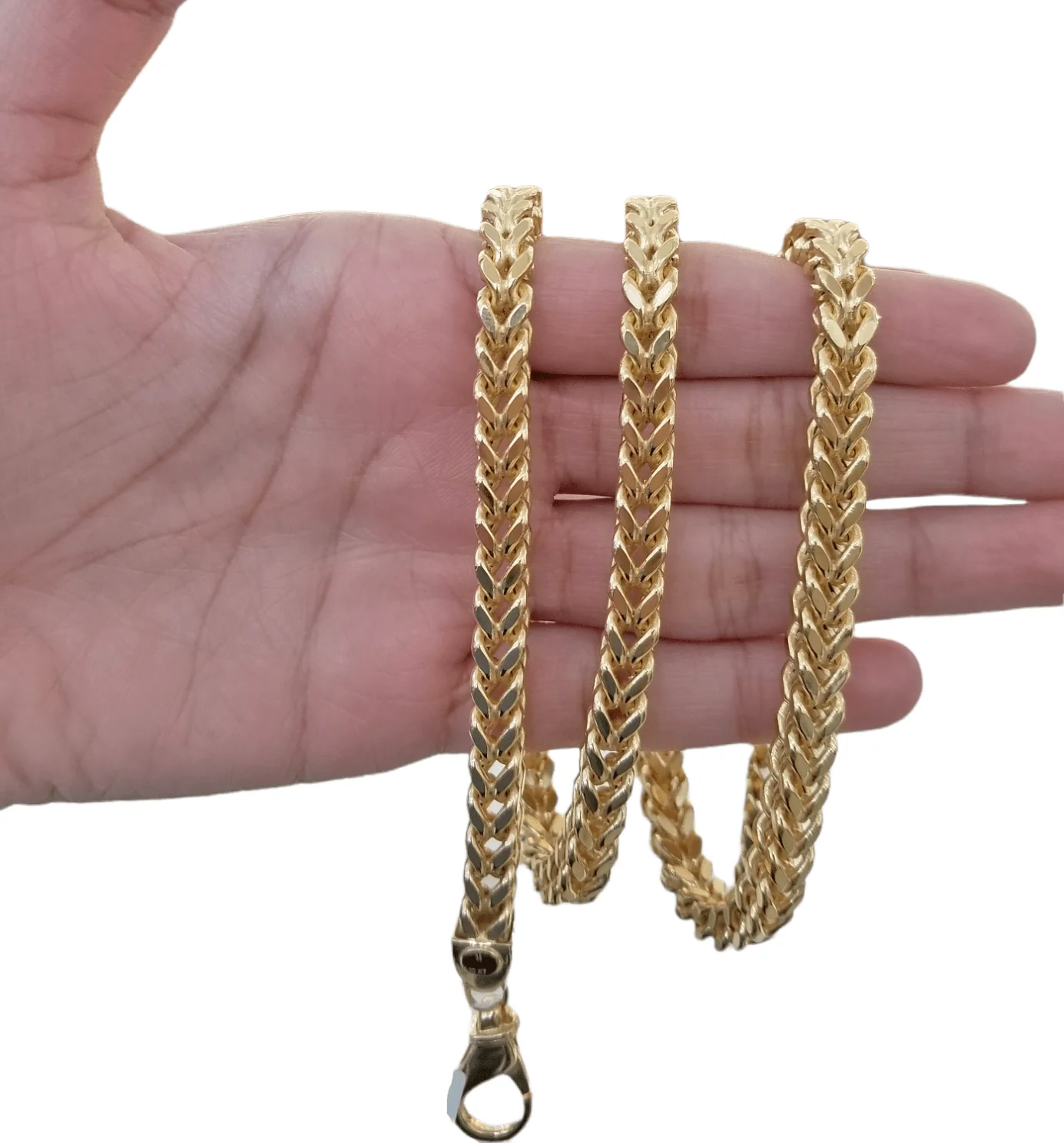 10k Yellow Gold Franco Chain 22 24 26 28" Inch Real Gold 7mm Box Necklace - Image 2
