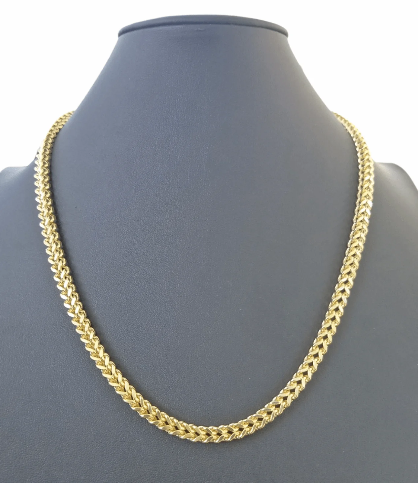 10k Yellow Gold Franco Chain 22 24 26 28" Inch Real Gold 7mm Box Necklace - Image 3