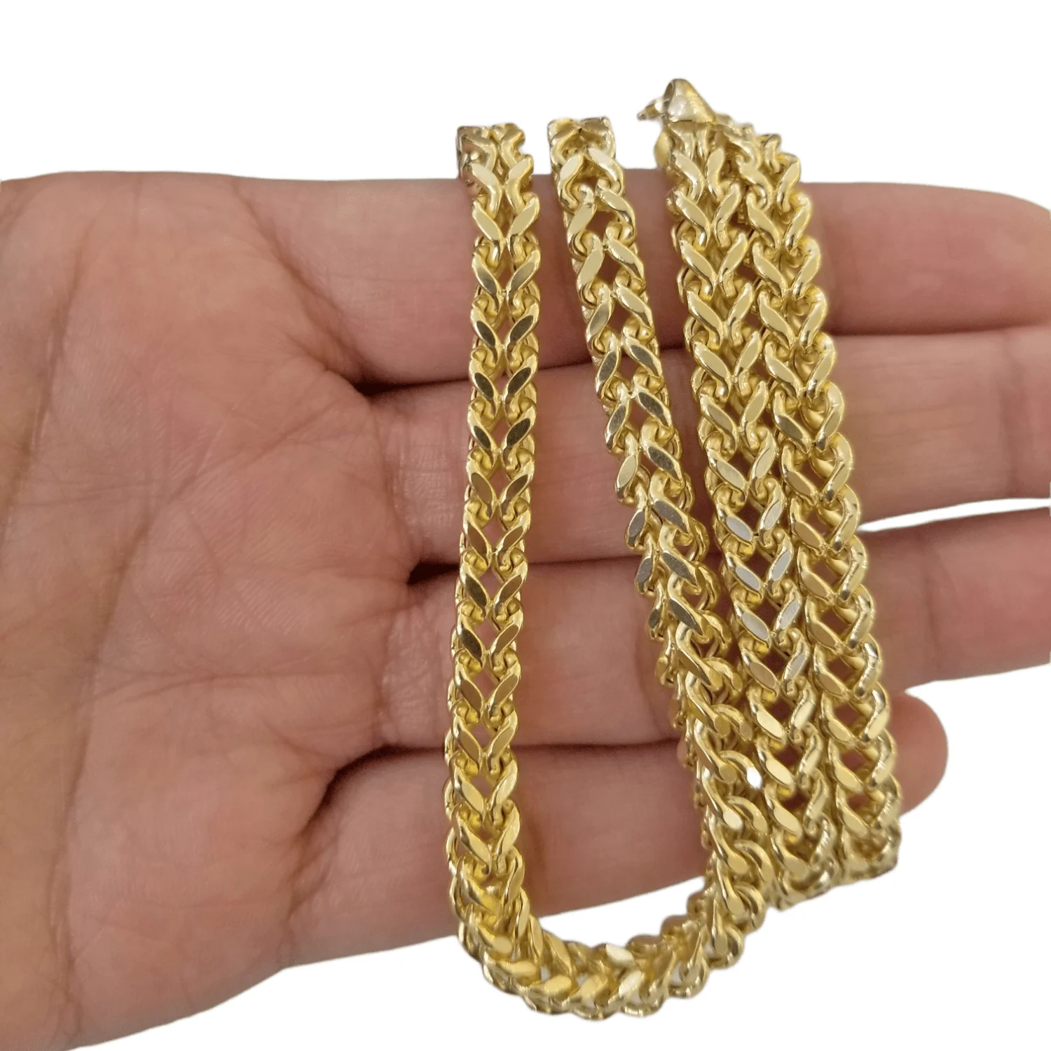 10k Yellow Gold Franco Chain 22 24 26 28" Inch Real Gold 7mm Box Necklace - Image 7