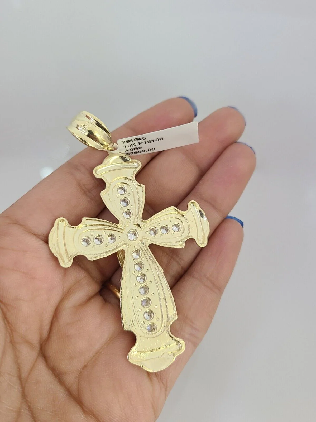 10k Yellow Gold Franco Chain Jesus Cross Charm Pendant 4mm 18-28 Inches Necklace - Image 5