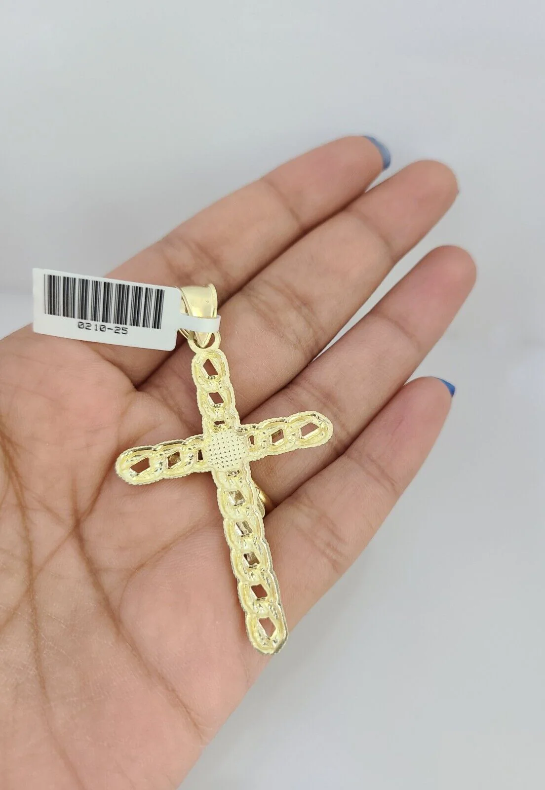 10k Yellow Gold Franco Chain Jesus Cross Charm Pendant 4mm 18-28 Inches Necklace - Image 7