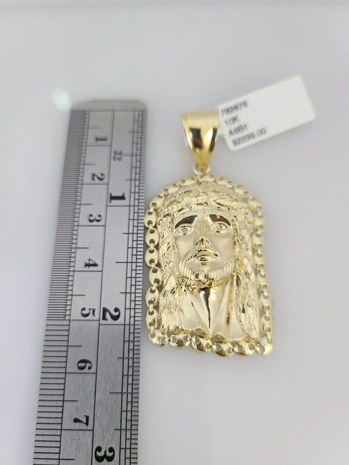 10k Yellow Gold Franco Chain Jesus Head Charm Pendant 4mm 18-28 Inches Necklace - Image 3