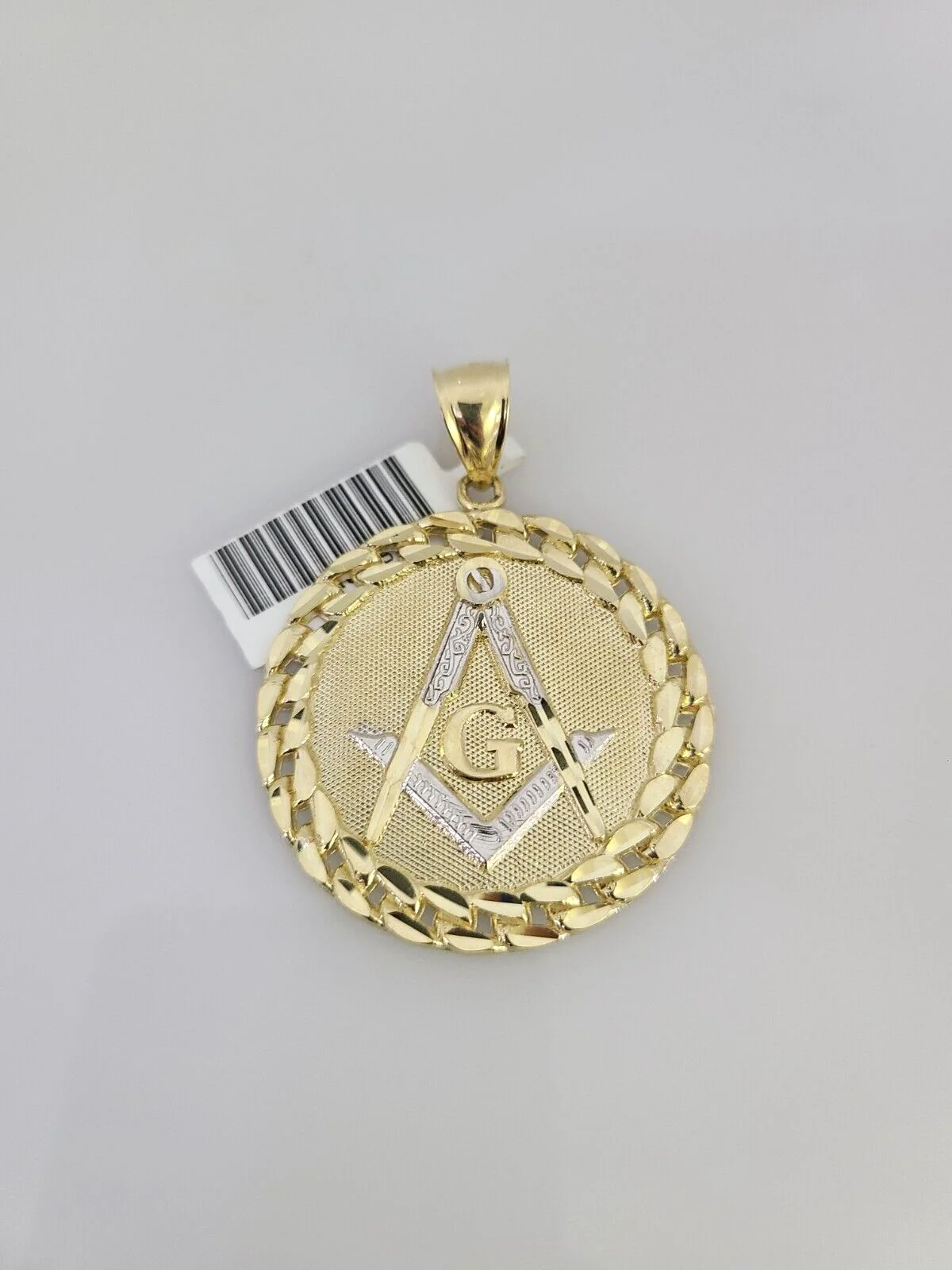 10k Yellow Gold Franco Chain Masonic Charm Pendant 4mm 18-28 Inch Necklace - Image 6