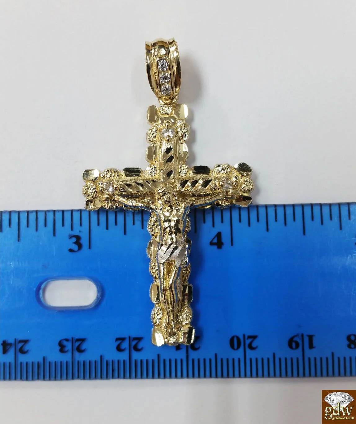 10k Yellow Gold Franco Chain Necklace Cross pendant charm 22" 24" 26" - Image 4