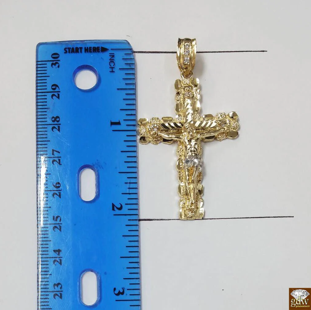 10k Yellow Gold Franco Chain Necklace Cross pendant charm 22" 24" 26" - Image 6