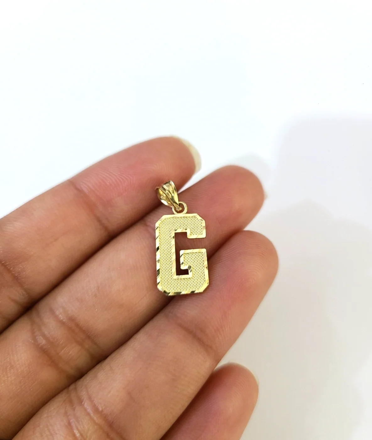 10K Yellow Gold G Initial Charm Pendant Alphabet Real 10kt Men Women - Image 3