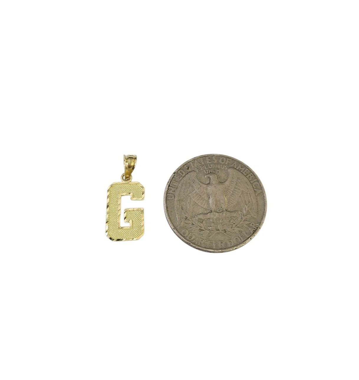 10K Yellow Gold G Initial Charm Pendant Alphabet Real 10kt Men Women - Image 4