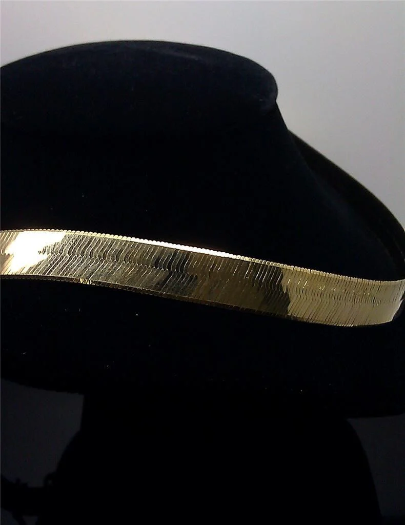 10K Yellow Gold Herringbone 15mm Thick 20" Long Mens Ladies THICK Gold Chain - Image 2