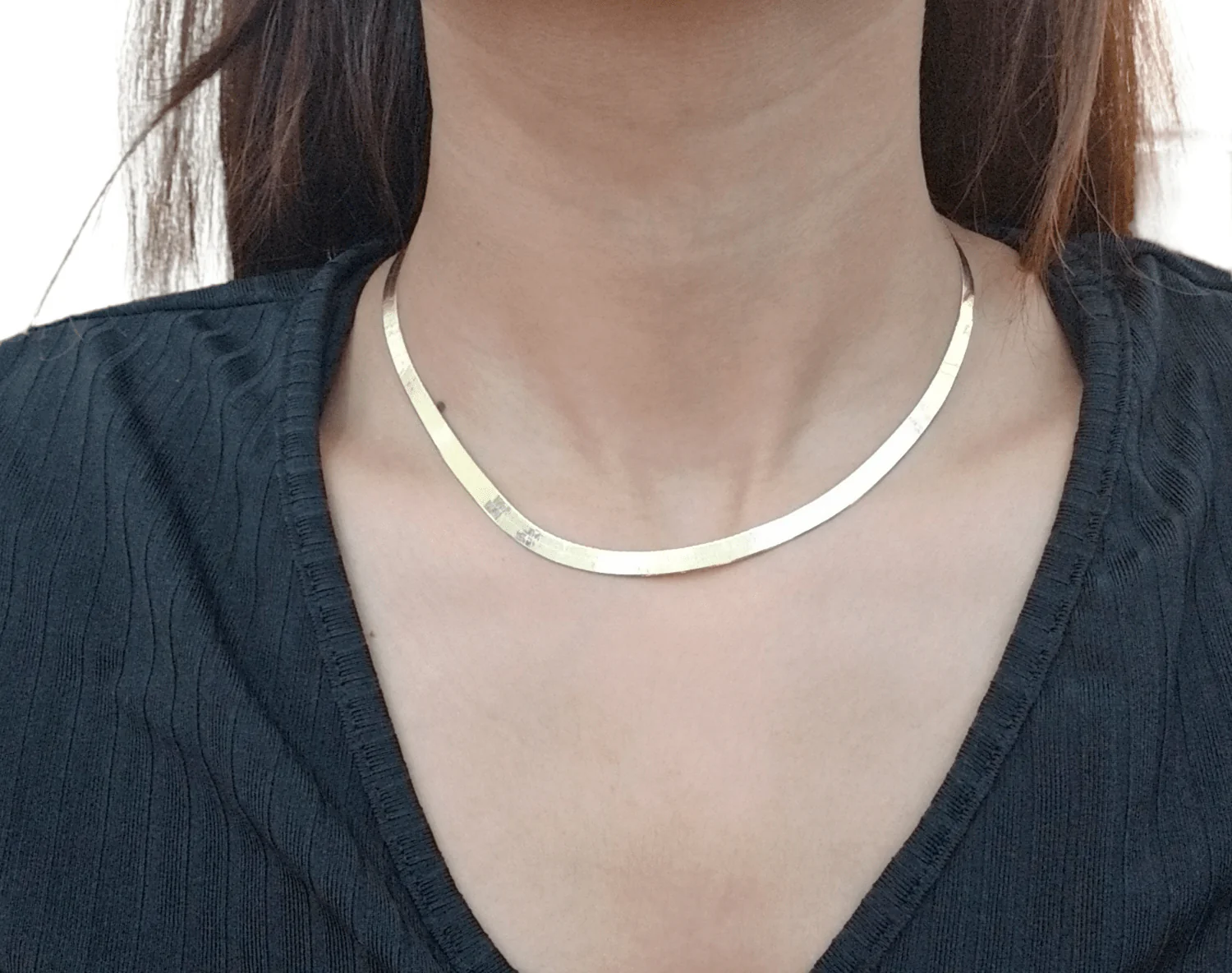 10K Yellow Gold Herringbone Chain Necklace 20 Inch 5mm Lobster lock Real 10kt - Image 2