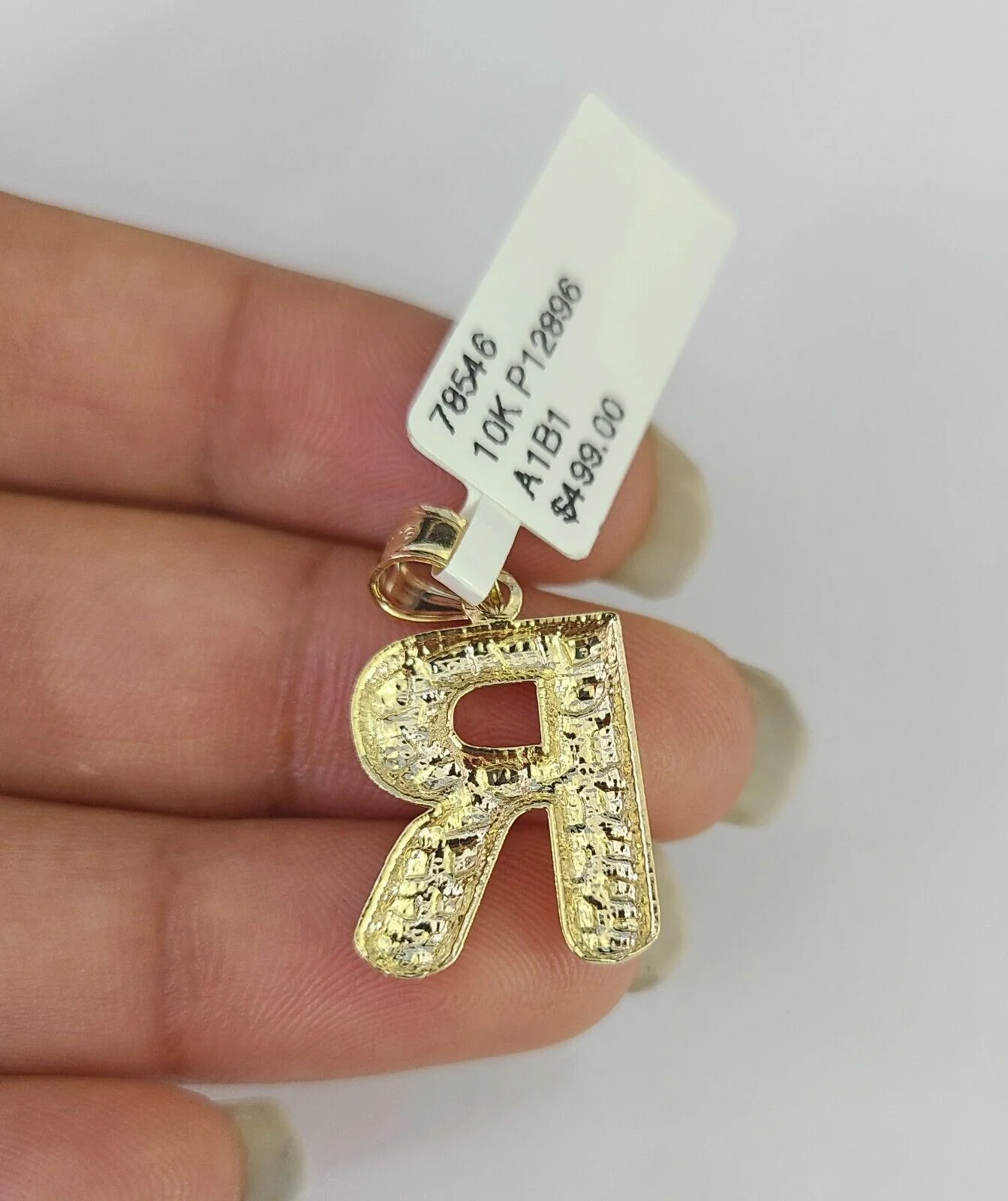 10k Yellow Gold Initials Charm Pendant A-Z Nugget Alphabets Men Women Real - Image 10