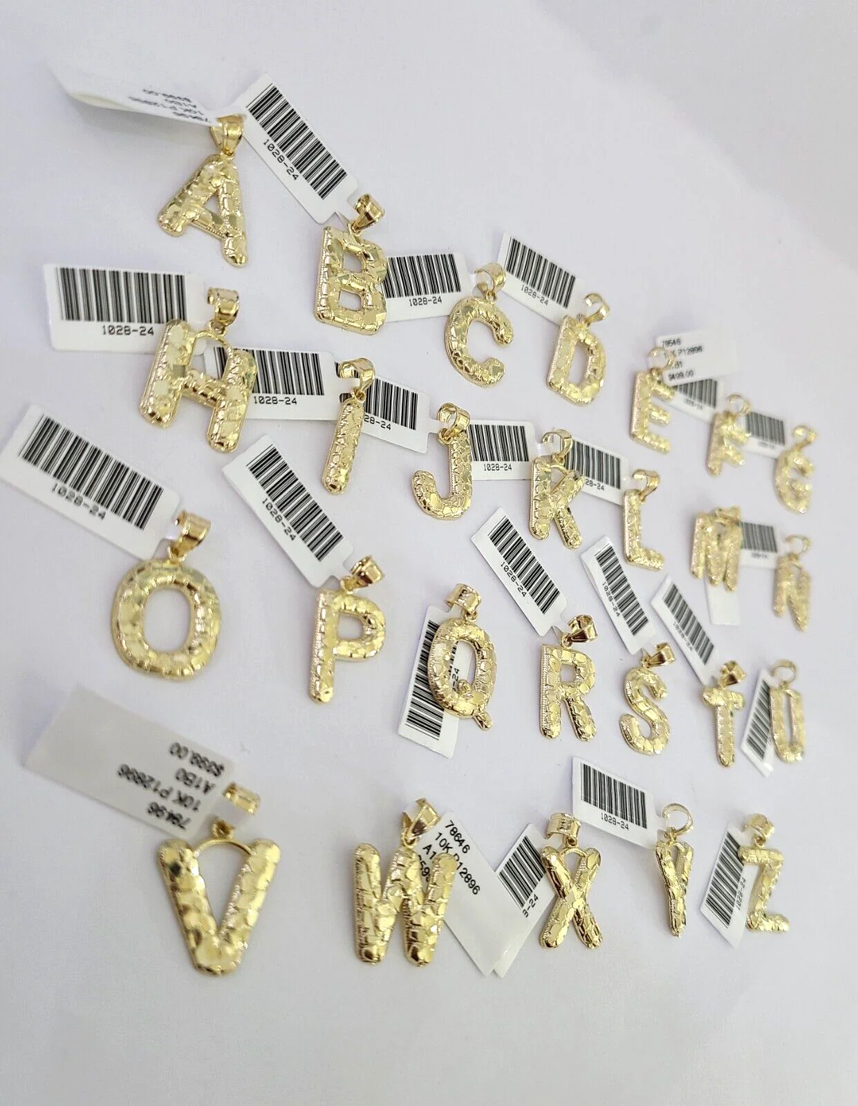 10k Yellow Gold Initials Charm Pendant A-Z Nugget Alphabets Men Women Real - Image 3