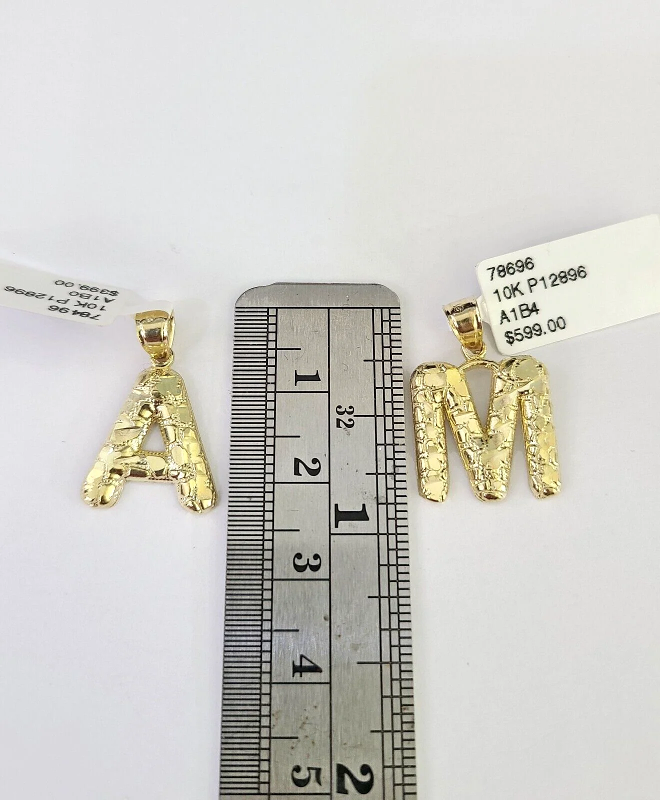10k Yellow Gold Initials Charm Pendant A-Z Nugget Alphabets Men Women Real - Image 5