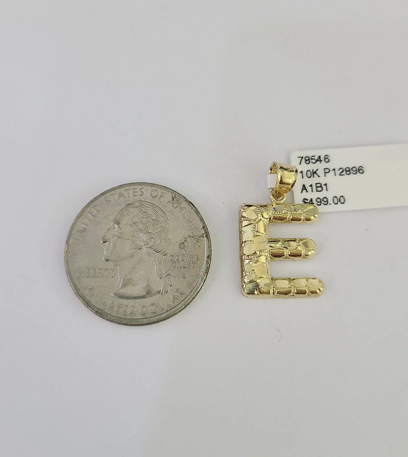 10k Yellow Gold Initials Charm Pendant A-Z Nugget Alphabets Men Women Real - Image 9