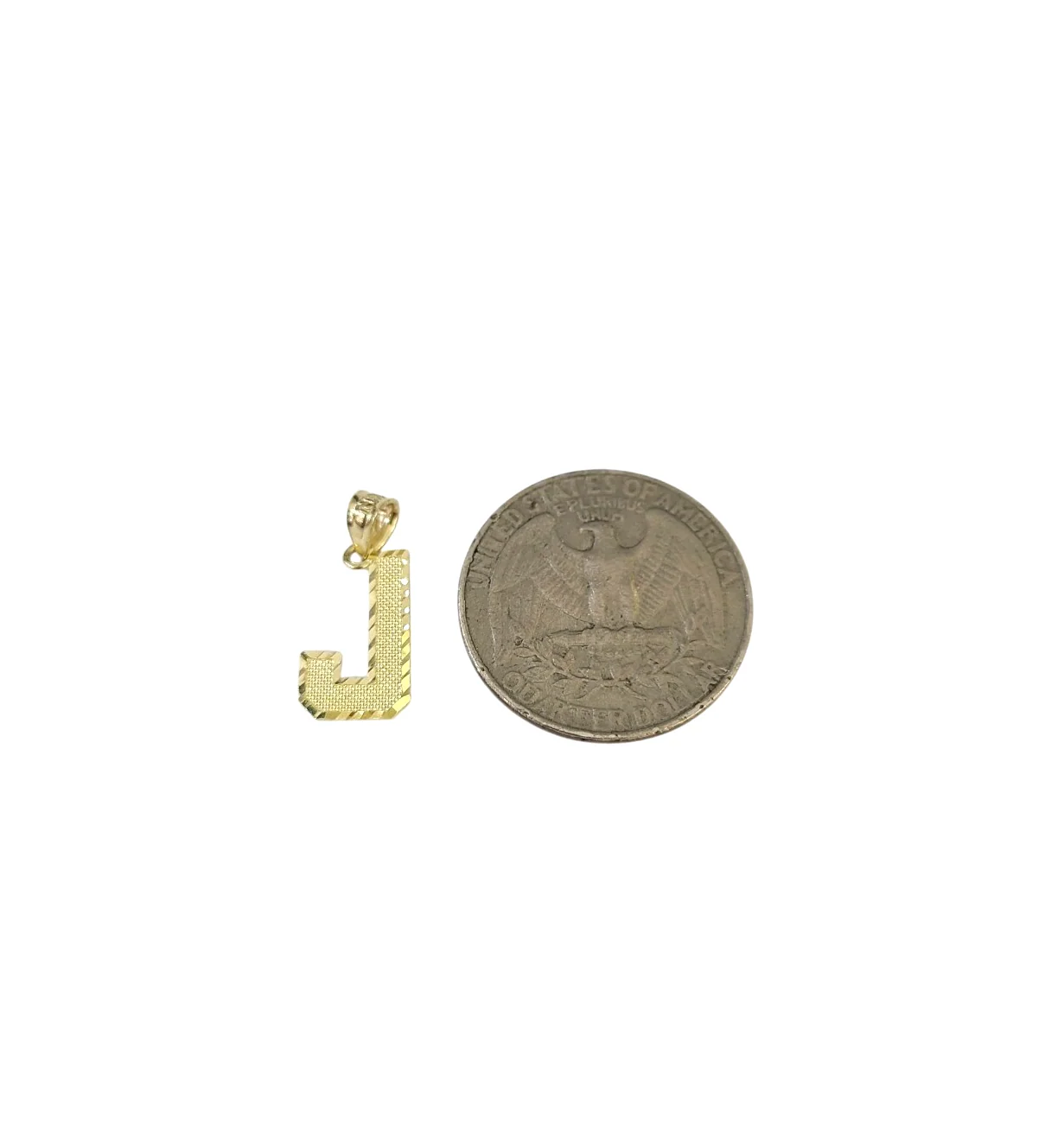 10K Yellow Gold J Initial Charm Pendant Alphabet Real 10kt Men Women - Image 2