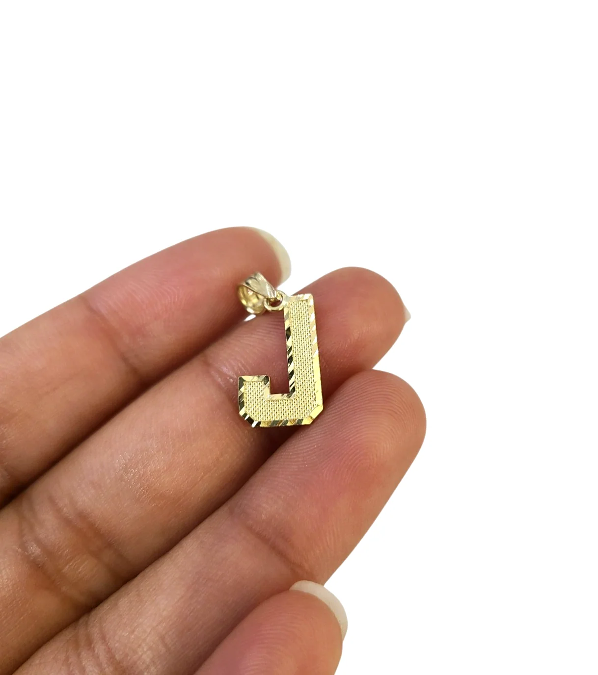 10K Yellow Gold J Initial Charm Pendant Alphabet Real 10kt Men Women - Image 3