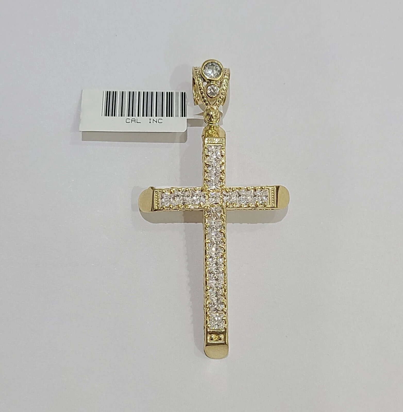 10k Yellow Gold Jesus Cross Charm Pendant 10 KT 2.5" Inch Religious Charm Real - Image 2