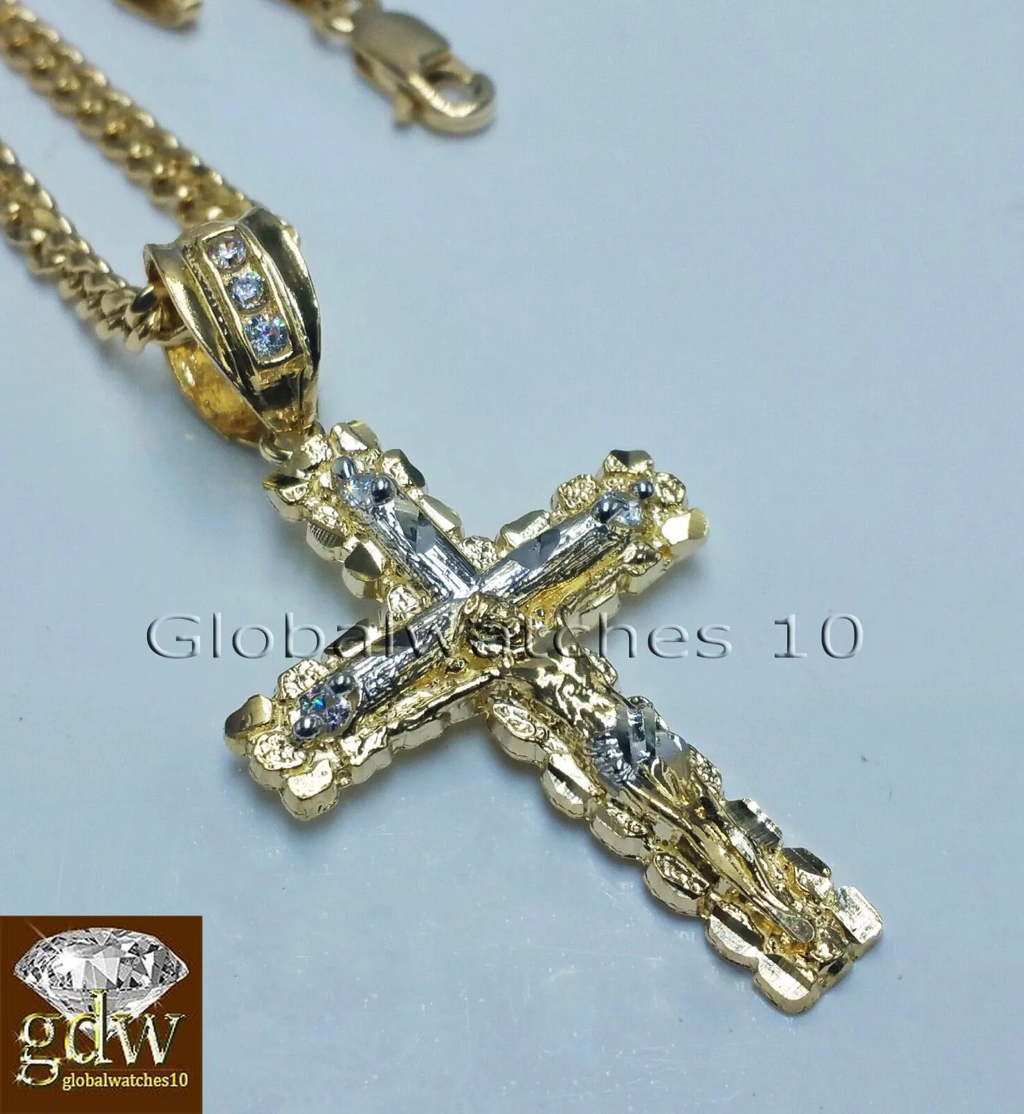 10k Yellow Gold Jesus Cross Charm Pendant 10K 22" Miami Cuban Chain SET Real - Image 6