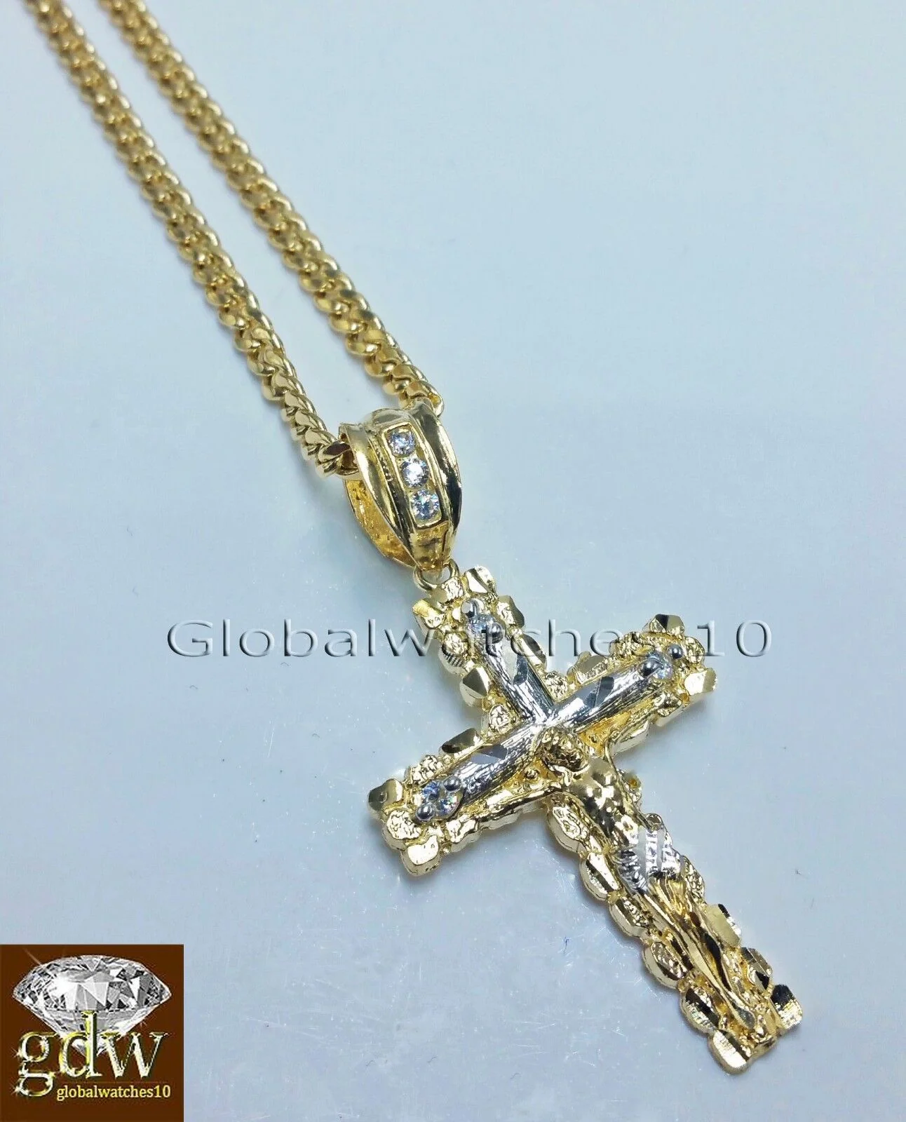 10k Yellow Gold Jesus Cross Charm Pendant 10K 22" Miami Cuban Chain SET Real - Image 8