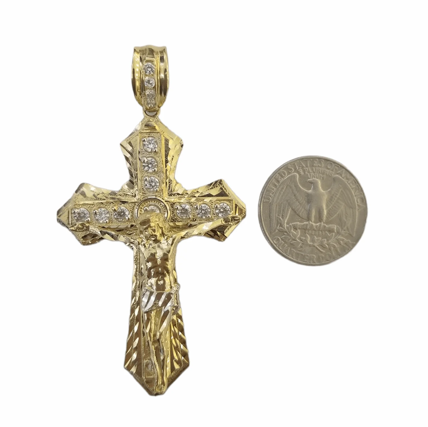 10K Yellow Gold Jesus Cross Charm Pendant Religion Real 10kt - Image 3