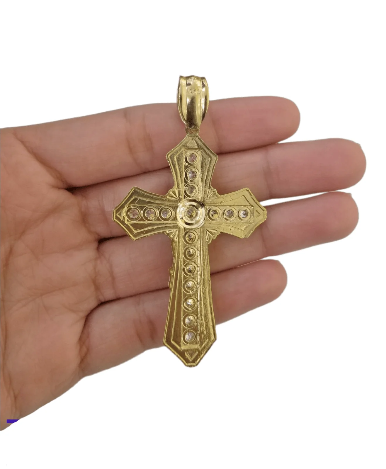 10K Yellow Gold Jesus Cross Charm Pendant Religion Real 10kt - Image 4