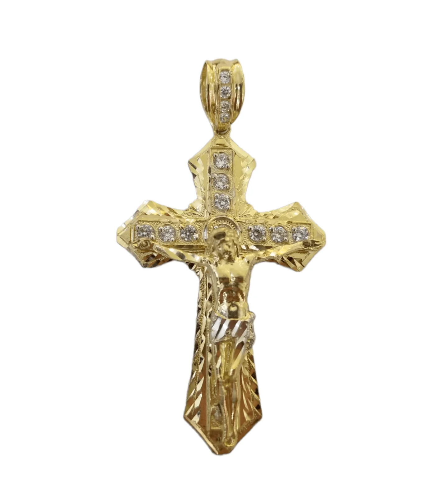 10K Yellow Gold Jesus Cross Pendent 5mm 20" 22"24"26"28" Inch Miami Cuban Chain - Image 2