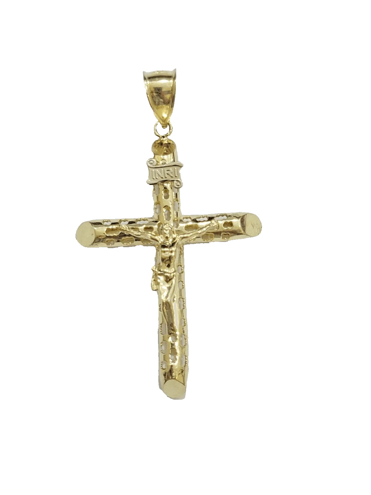 10k Yellow Gold Jesus Crucifix Cross Charm Pendant 2.5'' Inch Real 10kt Men - Image 2