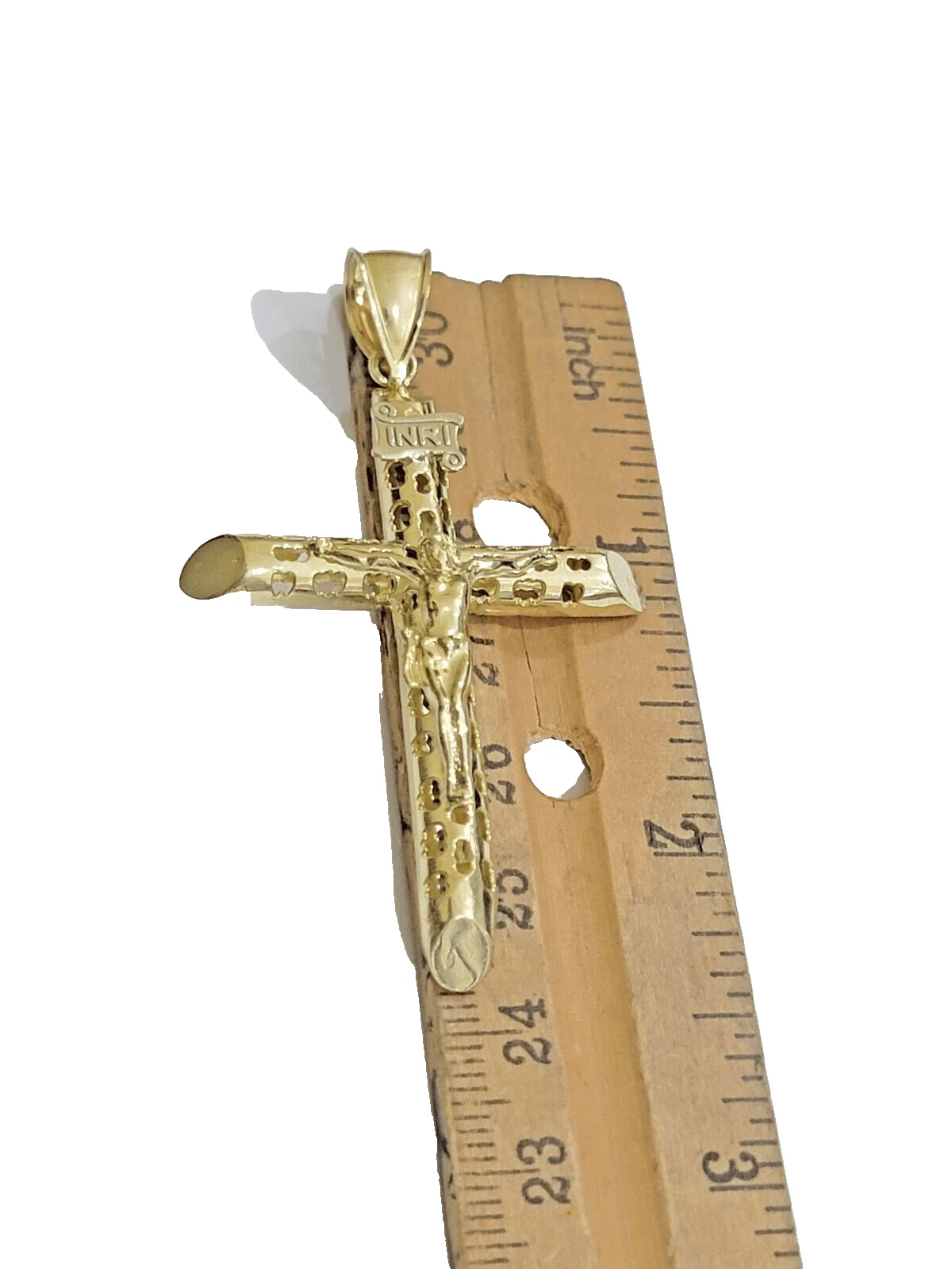 10k Yellow Gold Jesus Crucifix Cross Charm Pendant 2.5'' Inch Real 10kt Men - Image 3