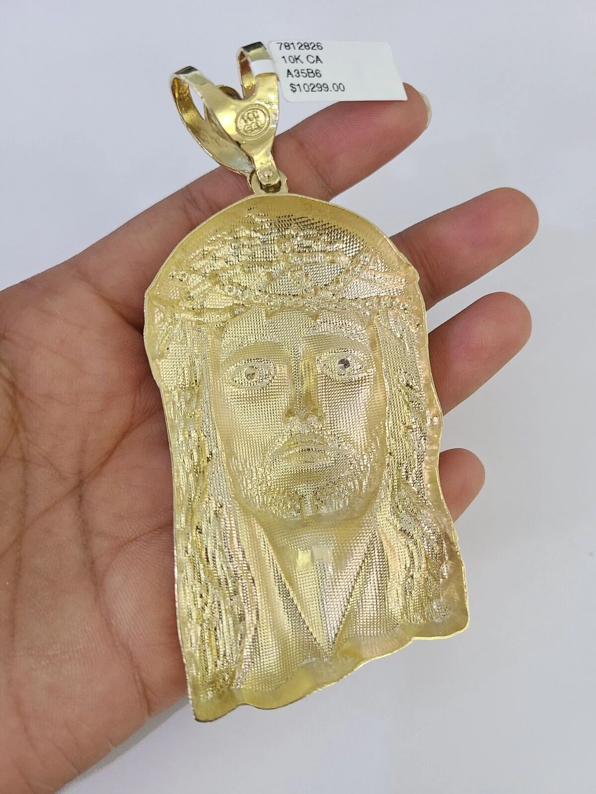 10K Yellow Gold Jesus Head Pendent Charm 4 Inch Long For Men's Chain Real 10kt - Image 3