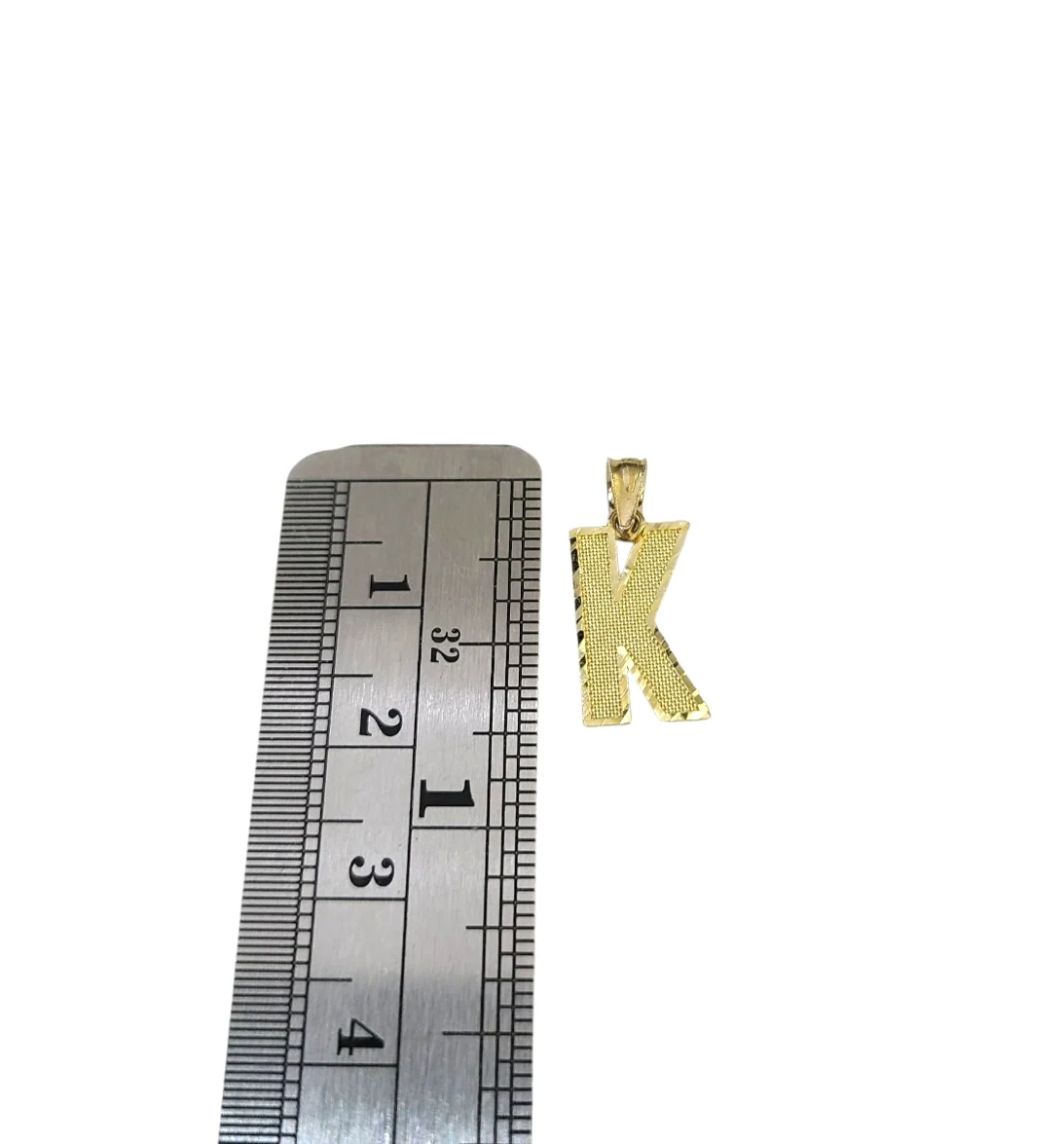 10K Yellow Gold K Initial Charm Pendant Alphabet Real 10kt Men Women - Image 5