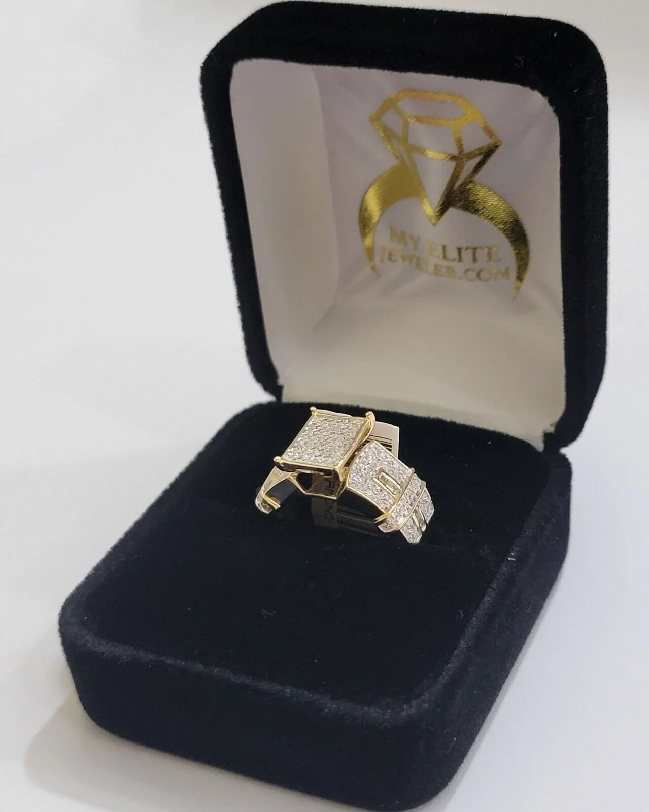 10k Yellow Gold Ladies Diamond Cinderella Ring Wedding Engagement Solid, Women - Image 2