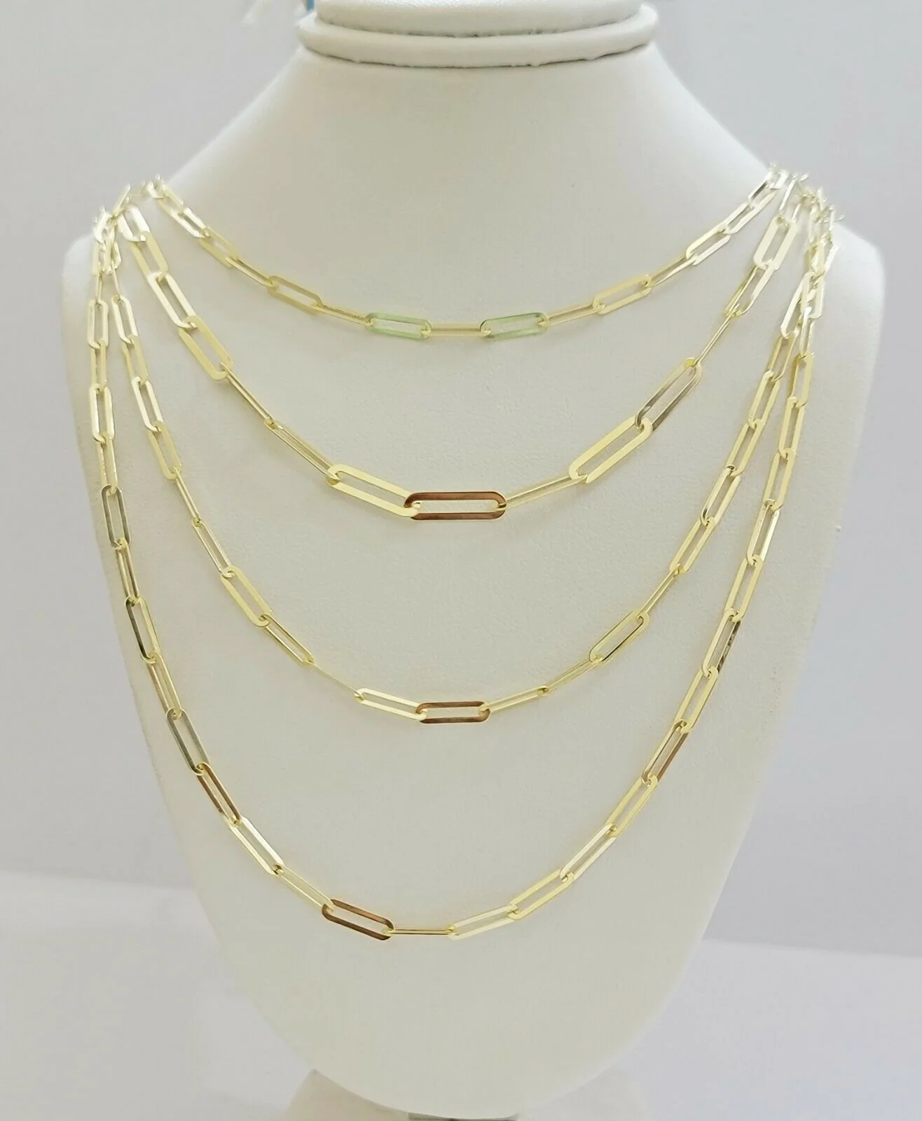 10k Yellow Gold Ladies Paperclip Chain necklace 4mm all size, REAL 10kt ,women - Image 2