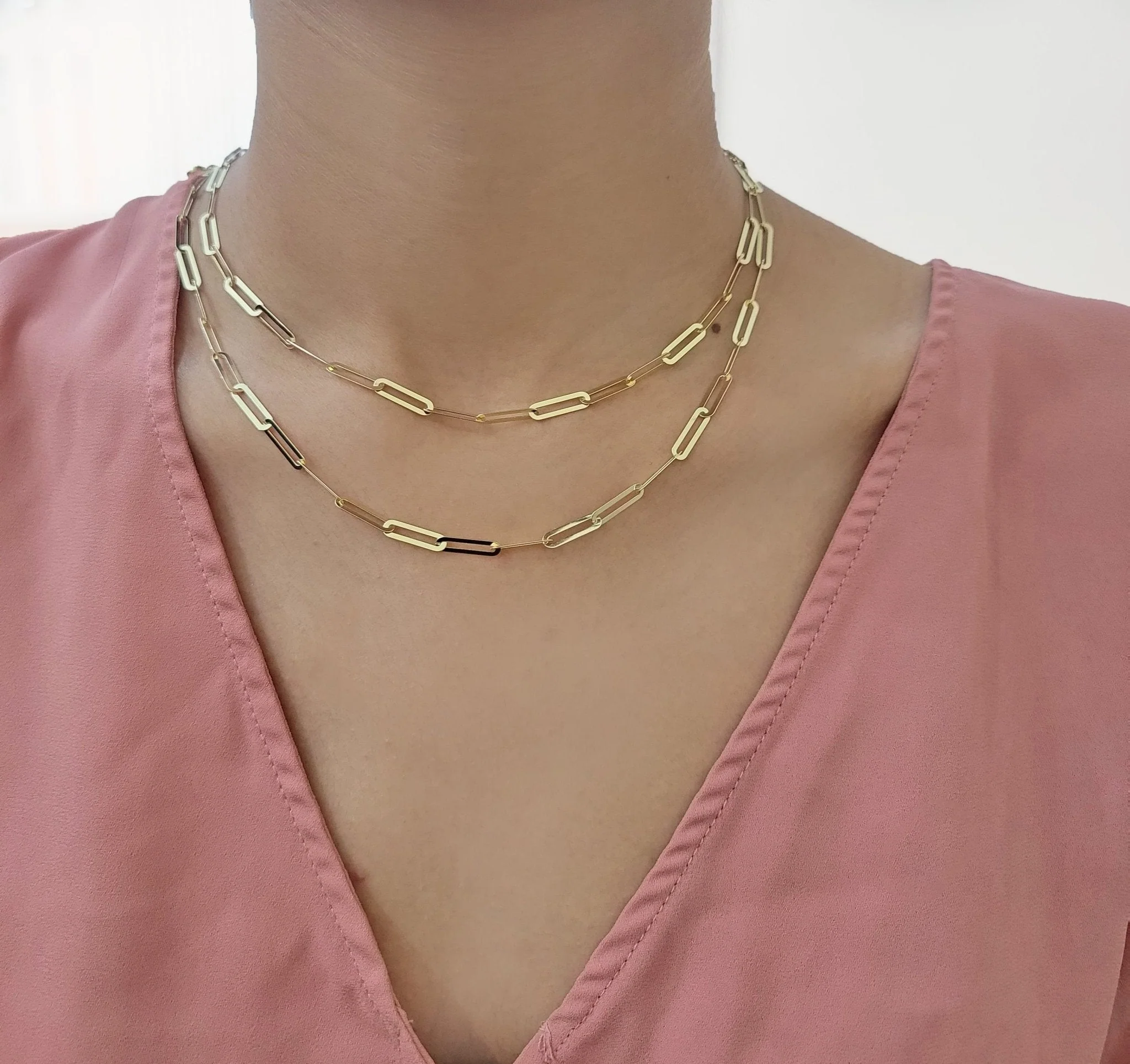 10k Yellow Gold Ladies Paperclip Chain necklace 4mm all size, REAL 10kt ,women - Image 9