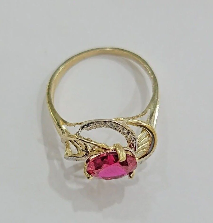 10k Yellow Gold Ladies Ruby Red Ring Womens Casual Band SALE Real 10kt Brand New - Image 12