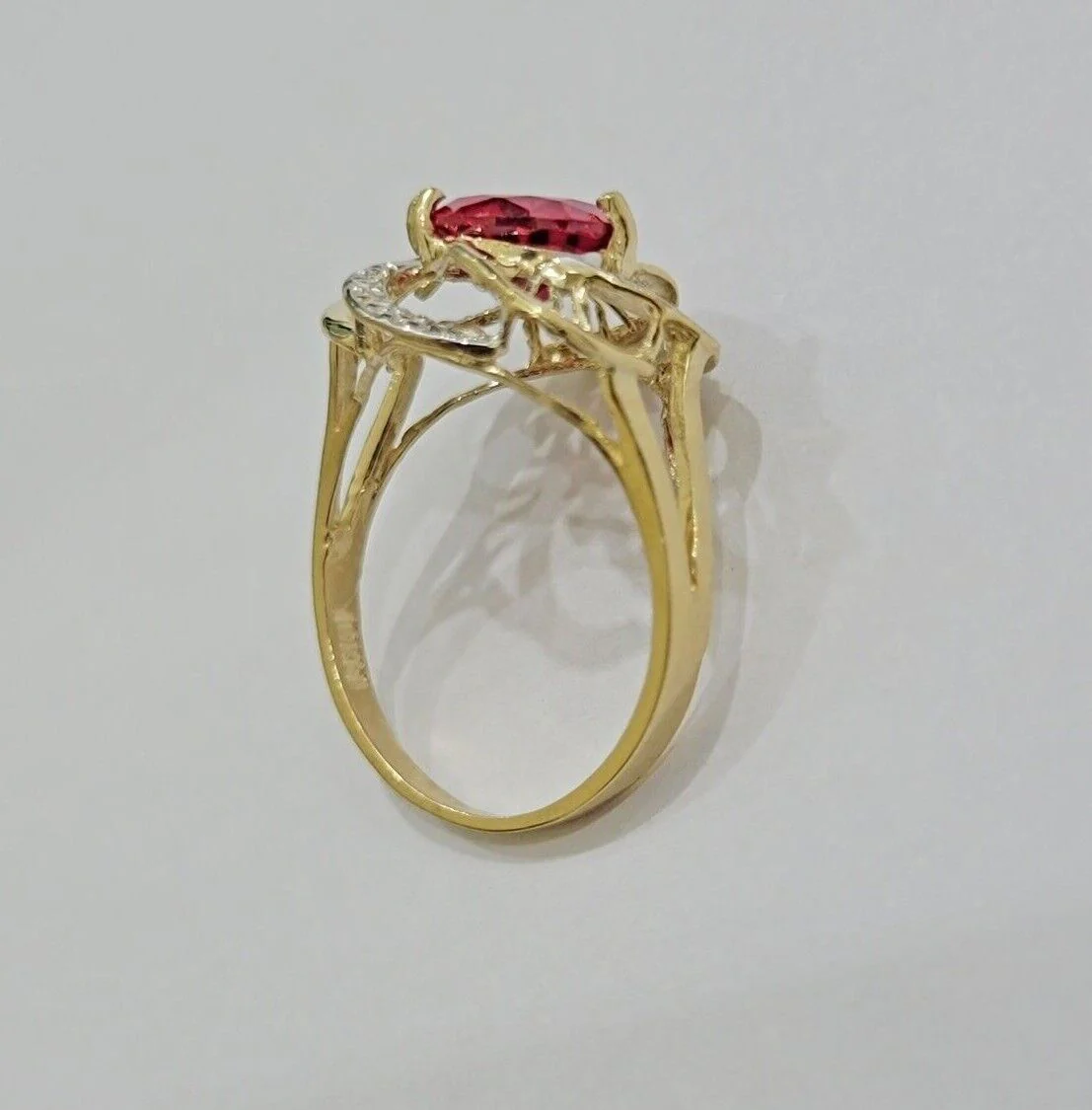 10k Yellow Gold Ladies Ruby Red Ring Womens Casual Band SALE Real 10kt Brand New - Image 3