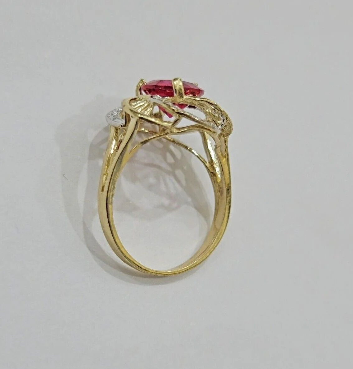 10k Yellow Gold Ladies Ruby Red Ring Womens Casual Band SALE Real 10kt Brand New - Image 4