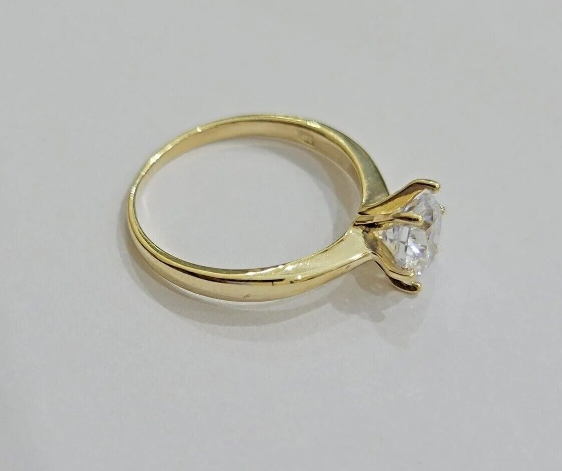 10k Yellow Gold Ladies Solitaire Ring For Womens Casual Band SALE Real Brand New Ring Sizes 6,7,8,9,10,11 & 12 - Image 6