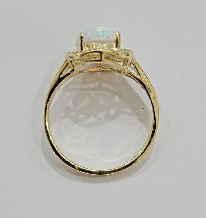 10k Yellow Gold Ladies White Opal Ring For Women Casual Band SALE Real Brand New Ring Sizes 6,7,8,9,10,11 & 12 - Image 8