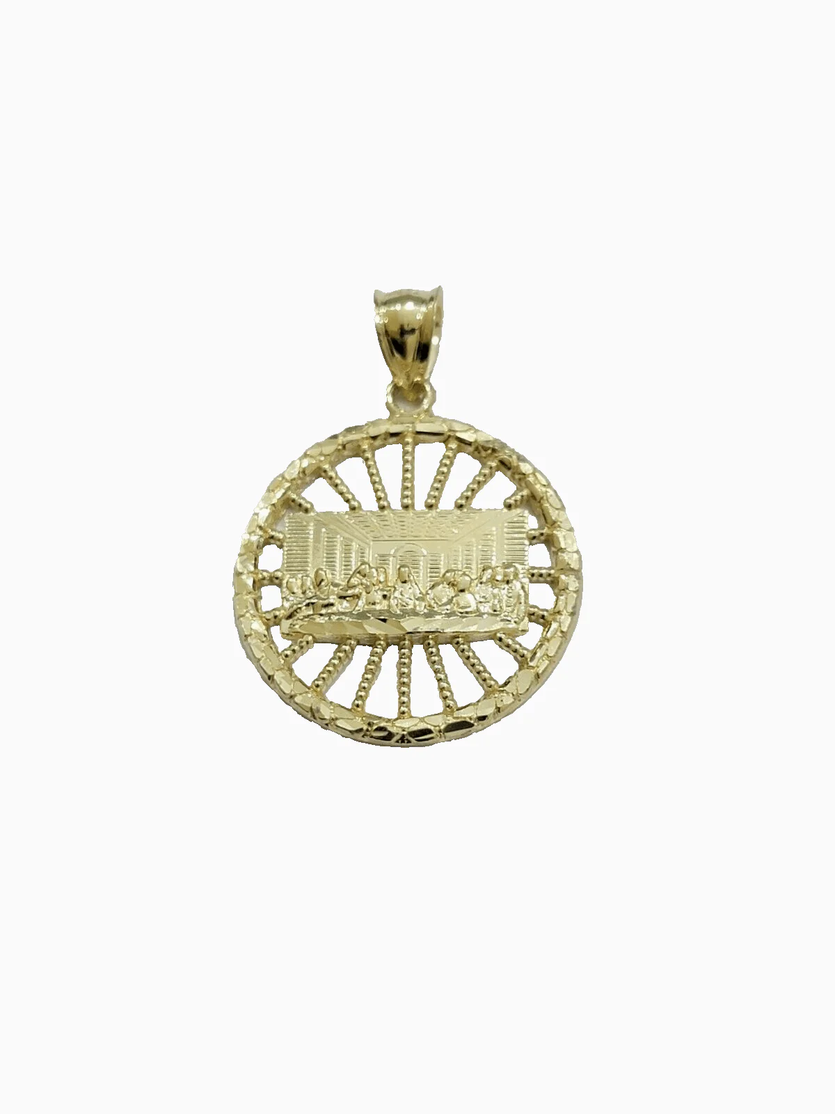 10k Yellow Gold Last Supper Charm Miami Cuban Chain 18'' 10kt Pendant Necklace - Image 2