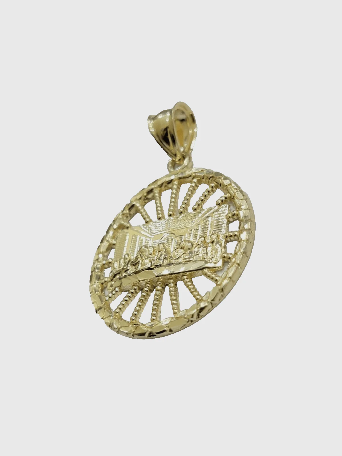 10k Yellow Gold Last Supper Charm Miami Cuban Chain 18'' 10kt Pendant Necklace - Image 4
