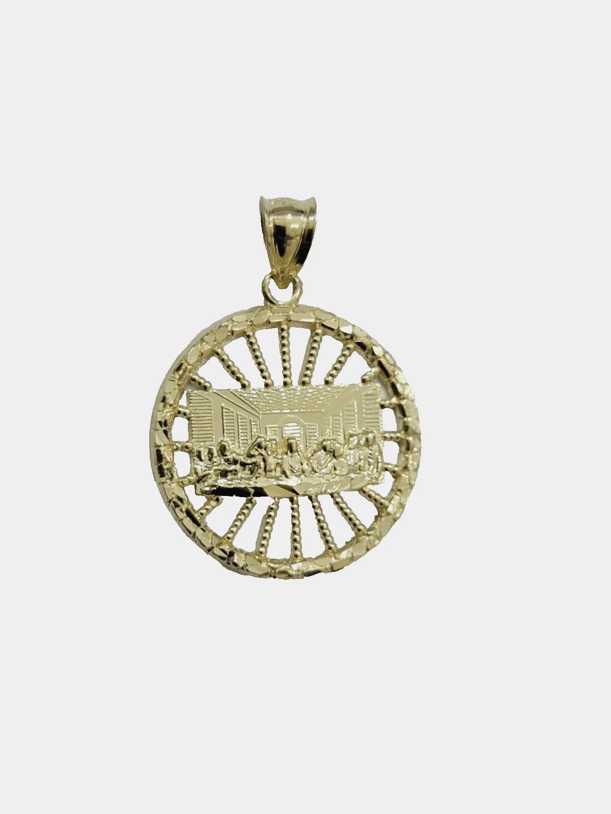 10k Yellow Gold Last Supper Charm Miami Cuban Chain 18'' 10kt Pendant Necklace - Image 6