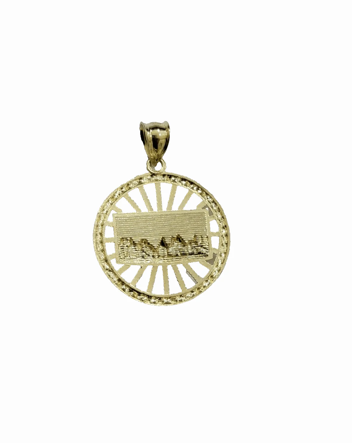 10k Yellow Gold Last Supper Charm Rope Chain 22'' 10kt Circle Pendant Necklace - Image 10
