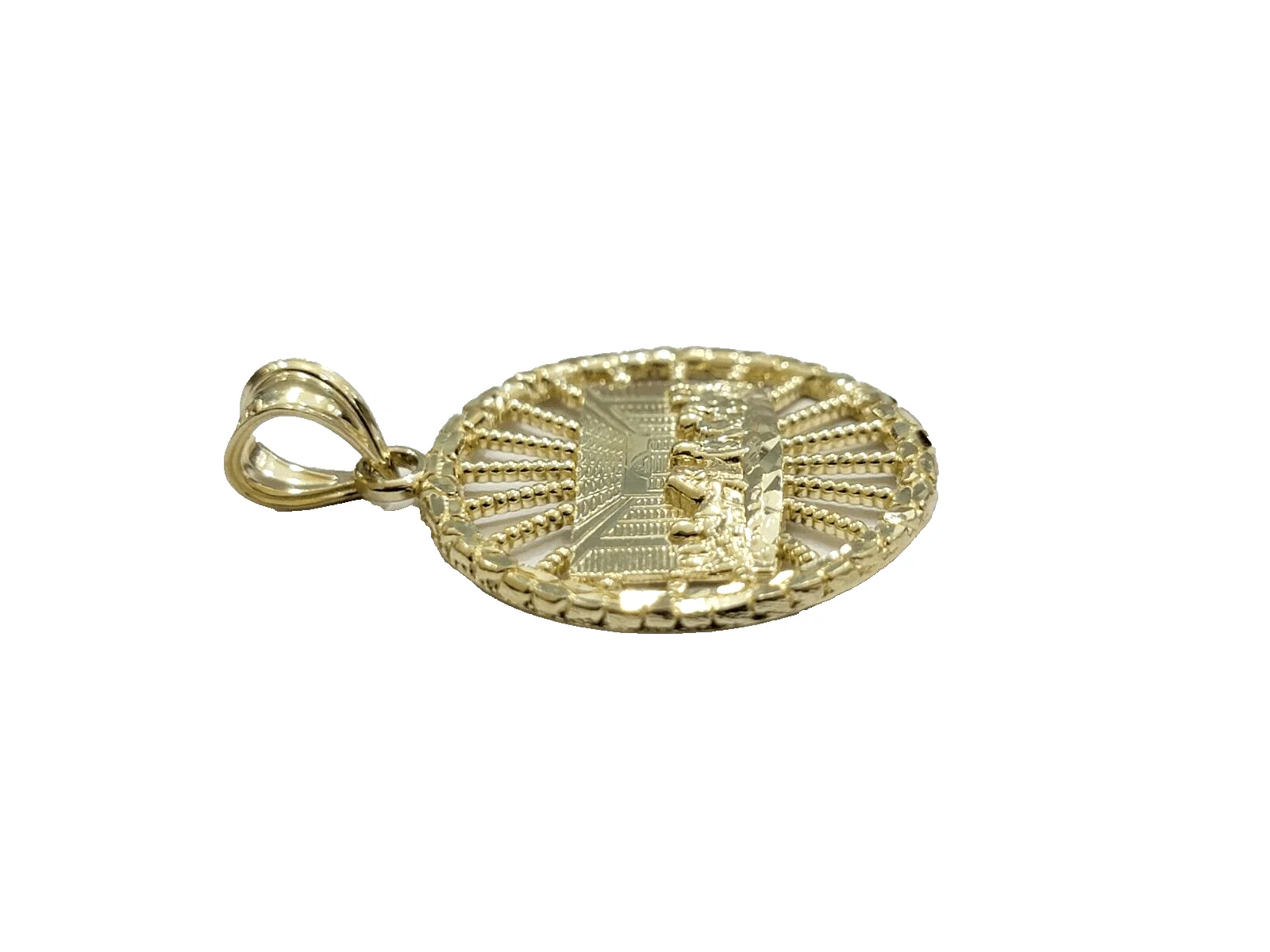 10k Yellow Gold Last Supper Charm Rope Chain 22'' 10kt Circle Pendant Necklace - Image 5