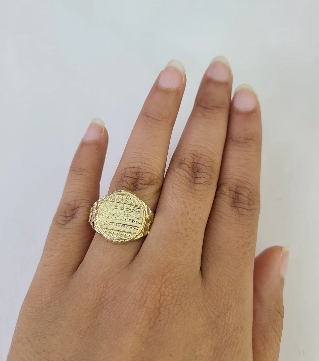 10k Yellow Gold Last Supper Ring Casual Band Genuine Brand New Religious All Sizes - Image 2