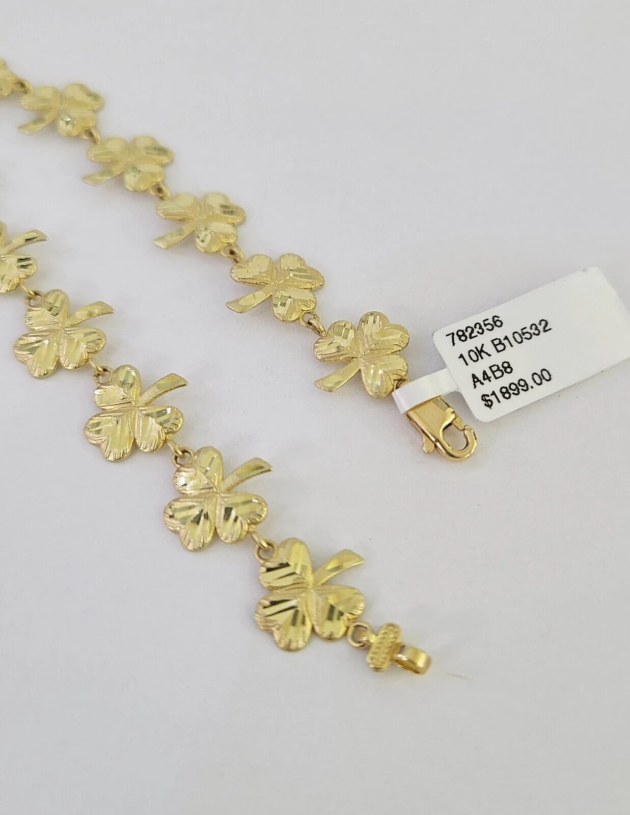10k Yellow Gold Leaf Irish Bracelet 9mm 7" Women Ladies Real Genuine - Image 2